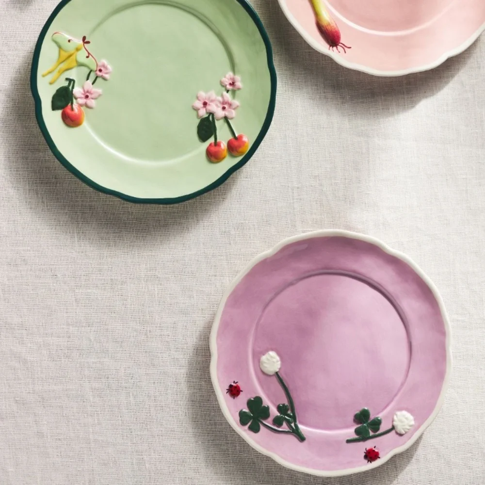 Faye dessert Plate with ladybug &‎ shamrocks Design single frazee